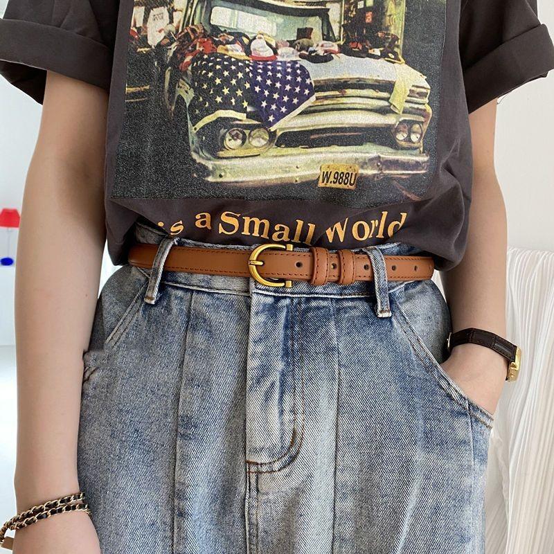Soft Minimalist Chic Leather Waist Belt For Women In Black And Tan Color Options