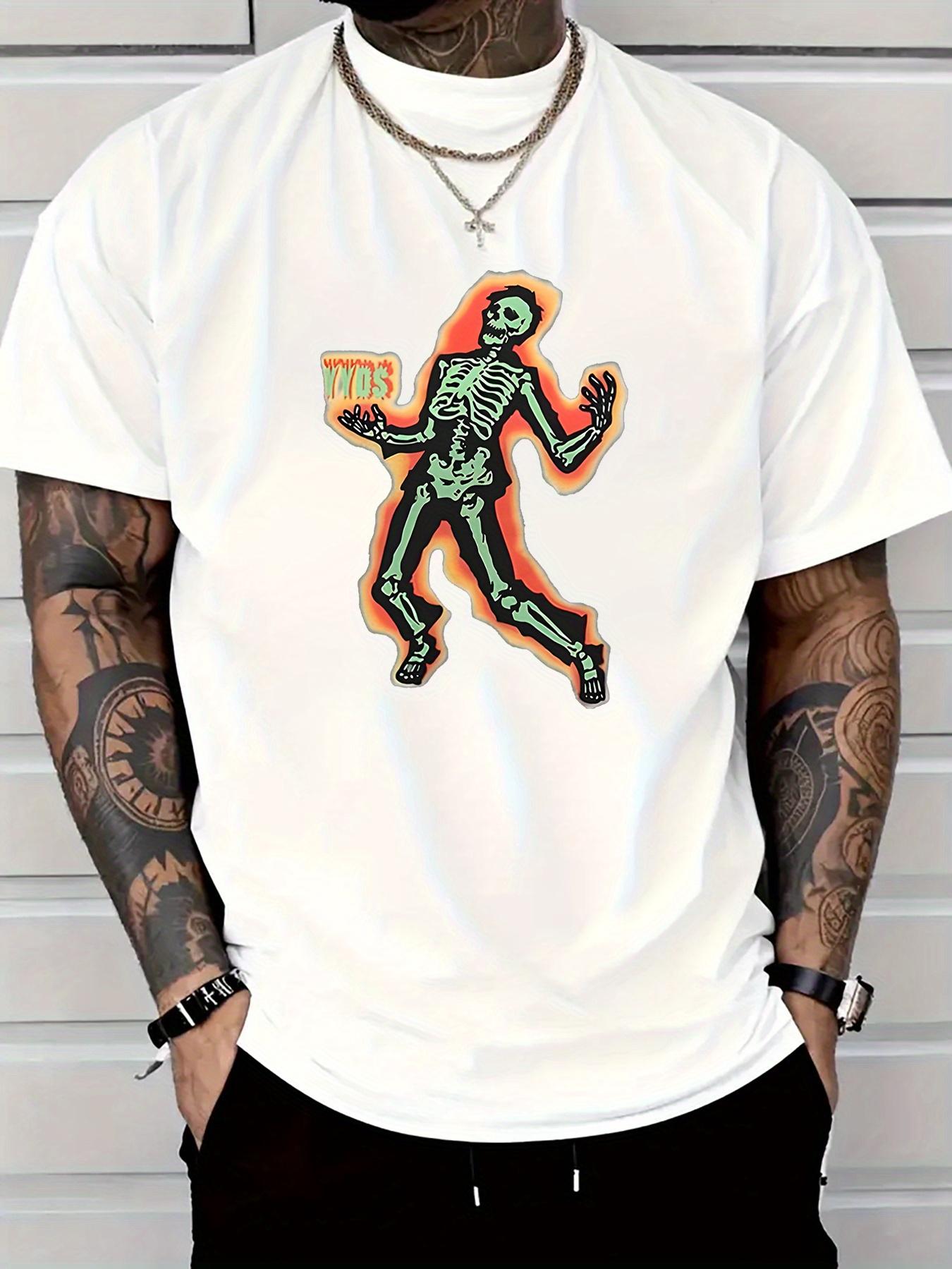 

Skeleton Graphic Printed Men s Luxury Cotton Short Sleeved T-shirt for Summer Unisex Men s and Women s Streetwear Trend 4XL