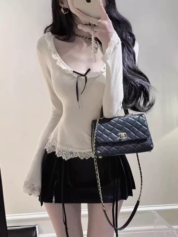 Korean Style Lace Slimming Flattering Autumn/Winter Women's Top