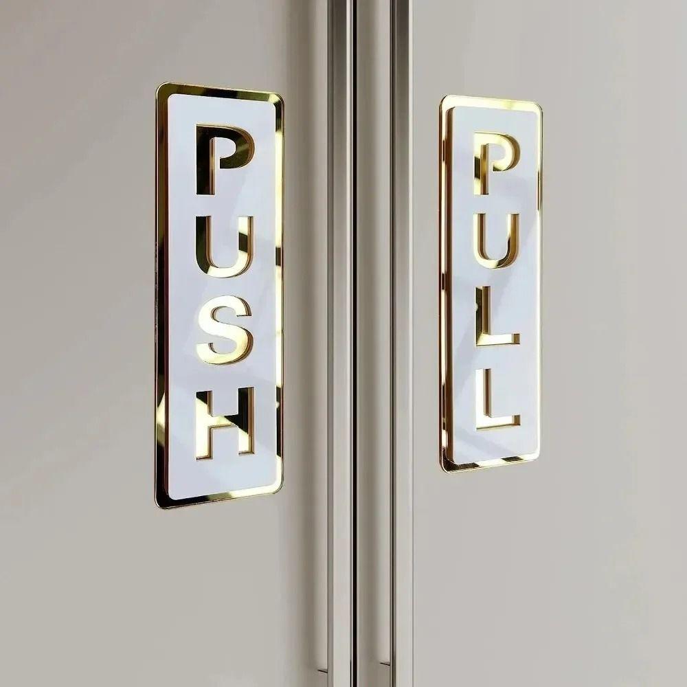 2Pcs Creative Sliding Door Logo 3D Push Pull Door Sign  Glass Door Identification