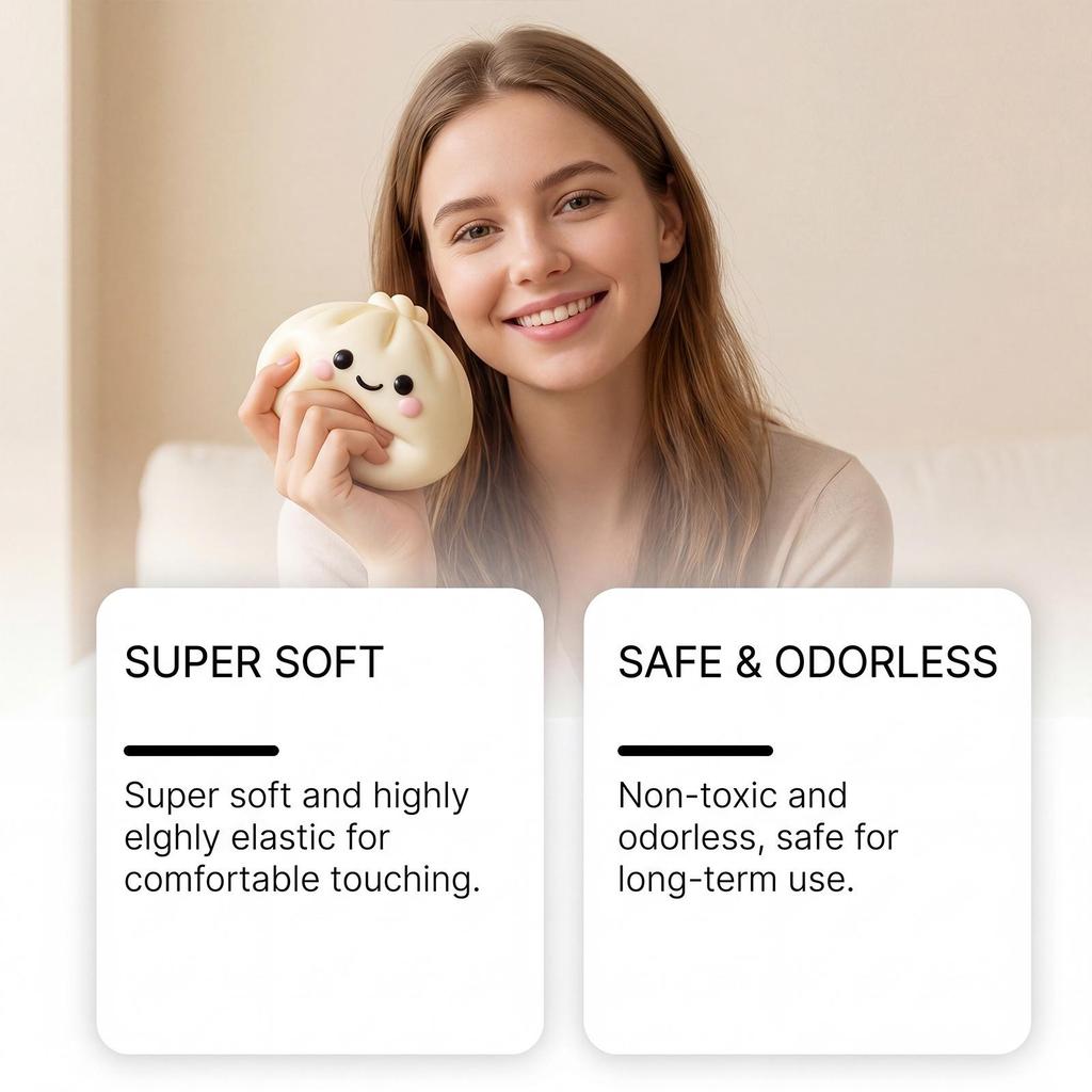 DOWMOO Beige Colorful Baozi Squeeze Toy - Soft, Stretchable, Slow Rebound, Fun Kneadable Toy
