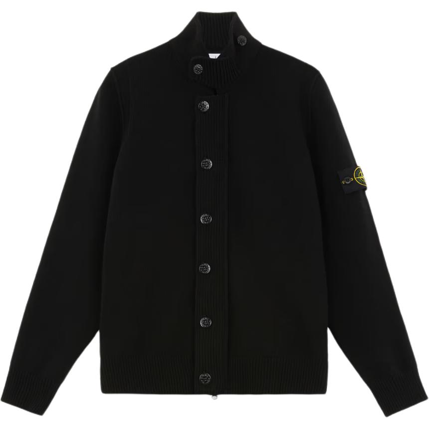 Stone Island Classic Logo Patch Single-Breasted Opstaande Kraag Gebreide Trui Heren K2S155100047S00A3-V0029 XXL