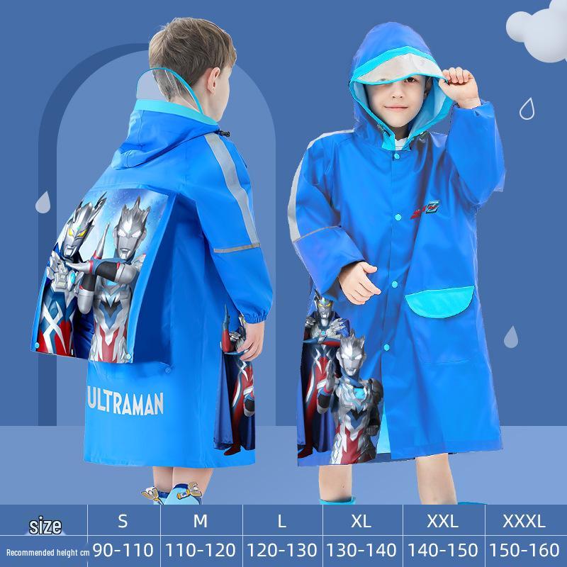 

Ultraman Zippered Kid s Raincoat and Poncho with Schoolbag Space, Toddler Oxford Cloth Jacket Large синій