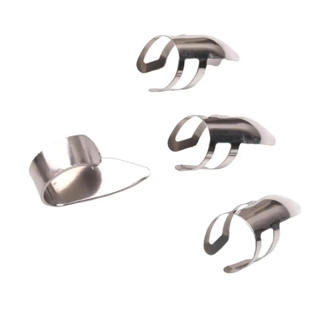 Metal Guitar Picks Finger Pick Sleeves Thumb and Index Finger Sleeves Stainless Steel Finger Pick Sleeves Speed Picks