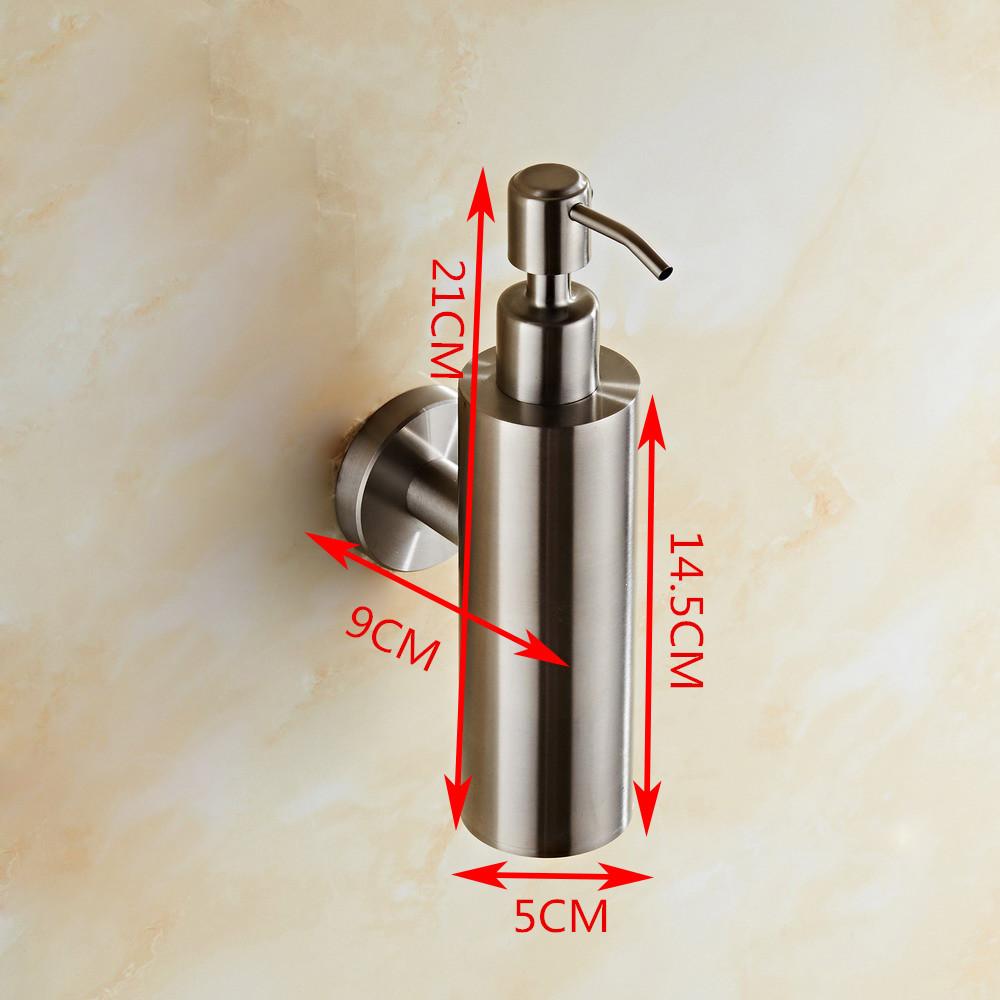 1PC 200ml Shower Bottle Pump 304 Stainless Steel Brushed Chrome Round Squaer Shampoo Dispenser Wall Mounted