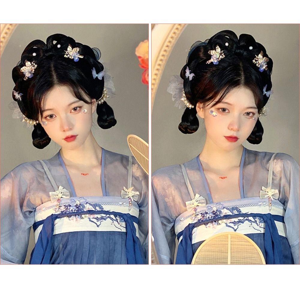 Μακριά Περούκα Hanfu Τσιμπιδάκι Κεφαλής Vintage Αξεσουάρ Κεφαλής Hanfu Cosplay Τούφες Μαλλιών Αρχαία Κινέζικη Περούκα Γυναίκες