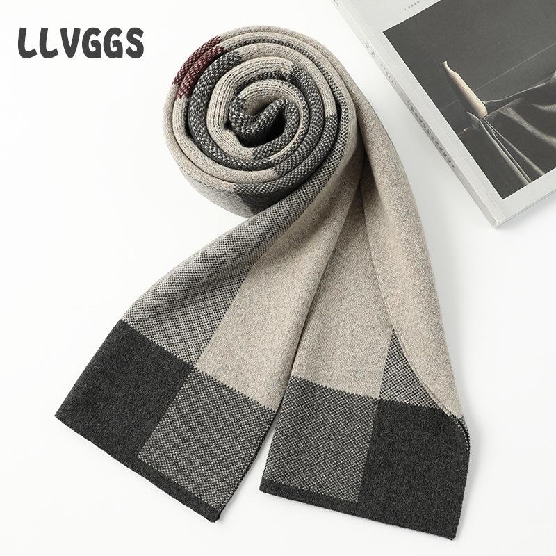 

2025 autumn and winter men s cashmere scarf plaid simple wool scarf fashion warm versatile scarf men 180cm