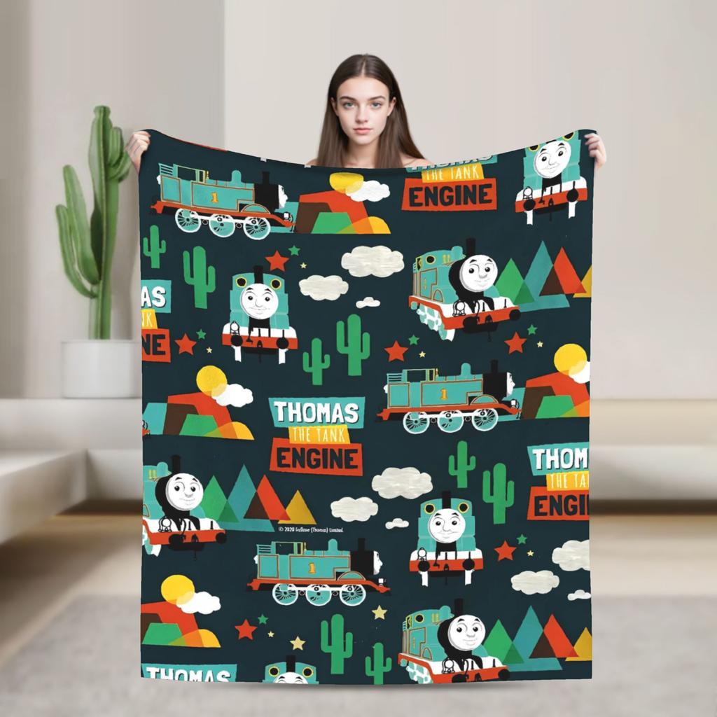 T-Thomas De Treinvriendjes Deken Kwaliteit Warm Zacht Cartoon Plaid Deken Winter Reis Bank Stoel Sofa Bed Pluizig Sprei