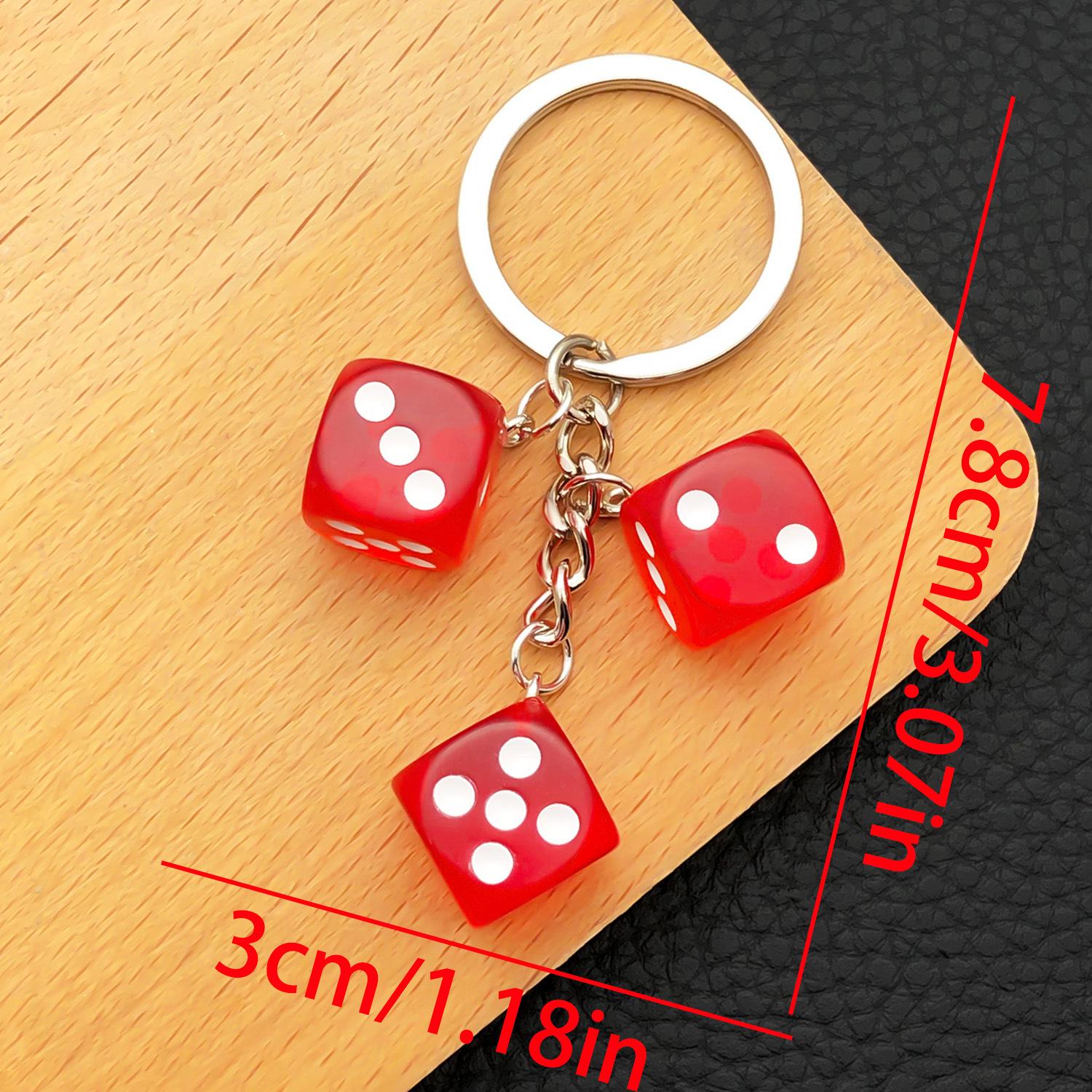 European Creative Red Resin Dice Keychain Pendant