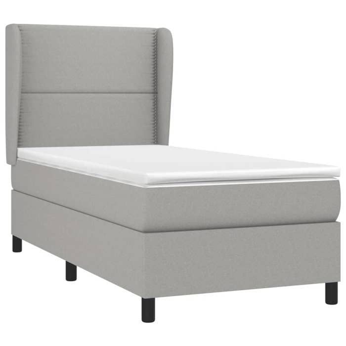 3127861 vidaXL Lit à sommier tapissier avec matelas Gris clair 100x200cm Tissu