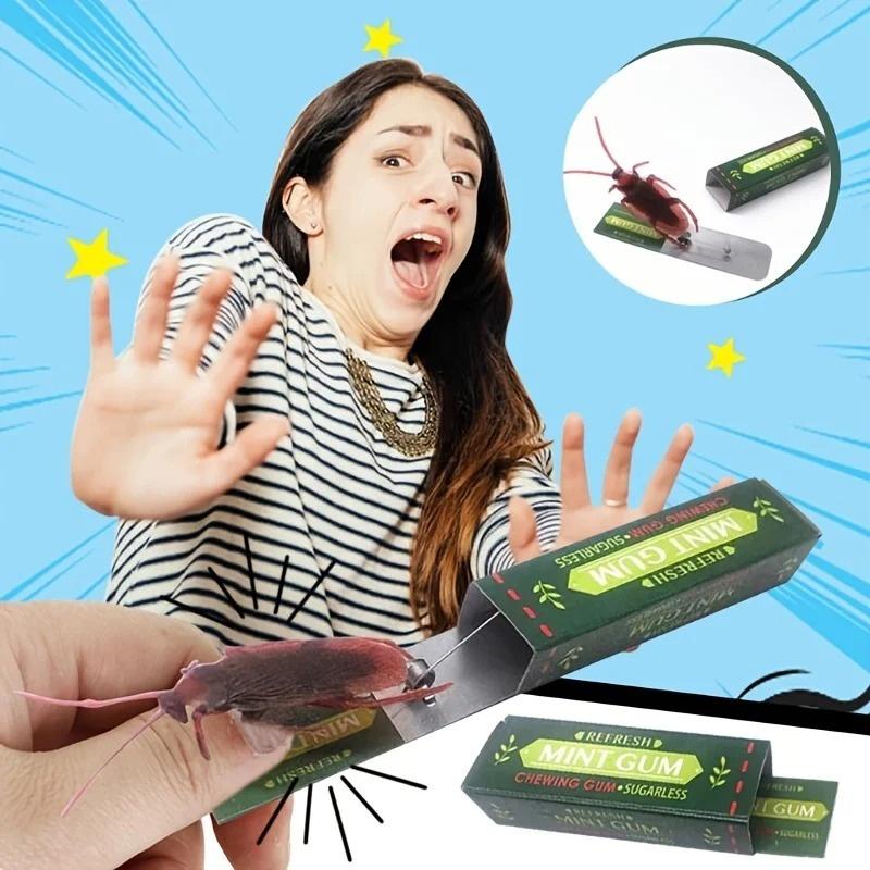 Fashnics Unisex 2/4/6Pcs Roaches Prank Chewing Gum Spoof Cockroach Toys Realistic Practical Jokes Novelty Adult Funny Halloween Fool's Day Party