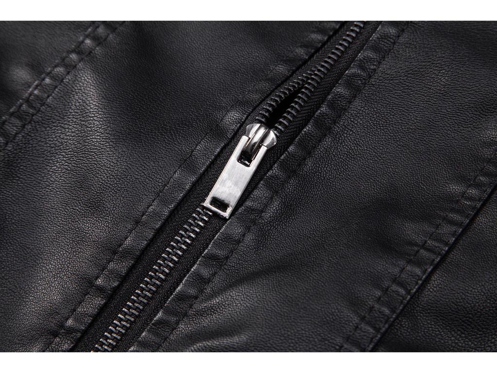 Men's Fleece-Lined PU Leather Motorcycle Jacket, Korean Style, for Spring, Autumn, and Winter.
