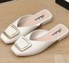 Fashion Low Heel Indoor Leather Women's Slippers and Ladies Sandals Outside Shoes Soft Job Slides Pearl Mules Natural Skin Footwear Pvc