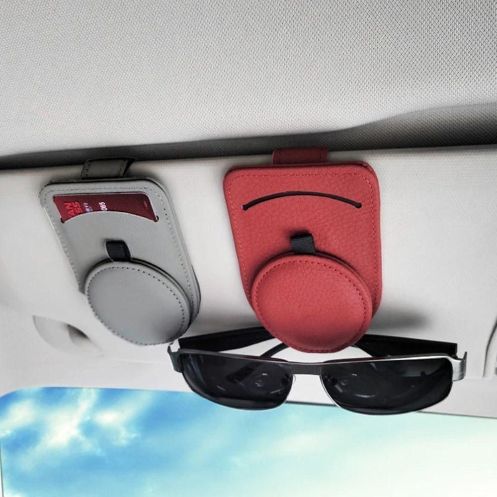 Cowhide Leather Sun Visor Sunglasses Frame Magnetic Eyeglass Hanger Clip Car Glasses Clips  Truck