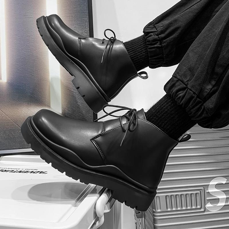 Podzimní pánské kotníkové boty pro volný čas Business boty šněrovací Smíšené barvy Britské Martin boty Chelsea boty pro muže Motocyklové boty 39