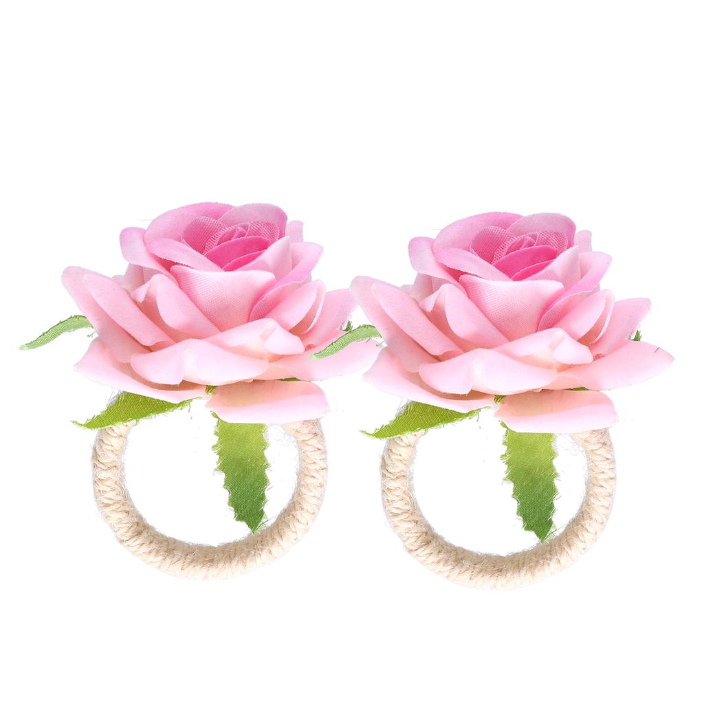 2PCS/Bag Simulation Flower Napkin Rings Modern Napkin Holder Table Decorations for Wedding