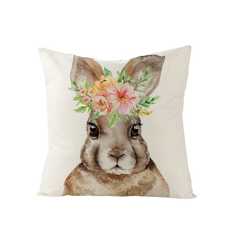 Watercolor Bunny Egg Easter Pillow Cover Nordic Office Sofa Polyester Cushion Cover Home Furnishings