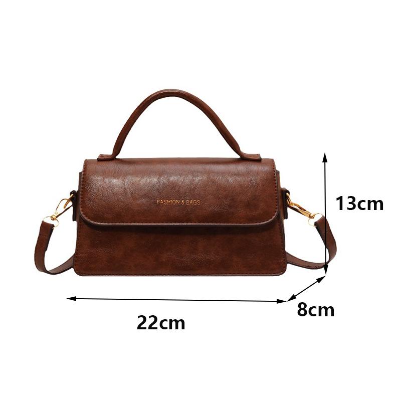 Vintage Style PU Leather Small Flap Shoulder Crossbody Bag for Women Fashion Solid Color Stain Resistant Faux Leather Occasion Handbag CLE