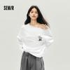 Semir Dam Överdimensionerad Spets Off-Shoulder Bomulls-T-shirt