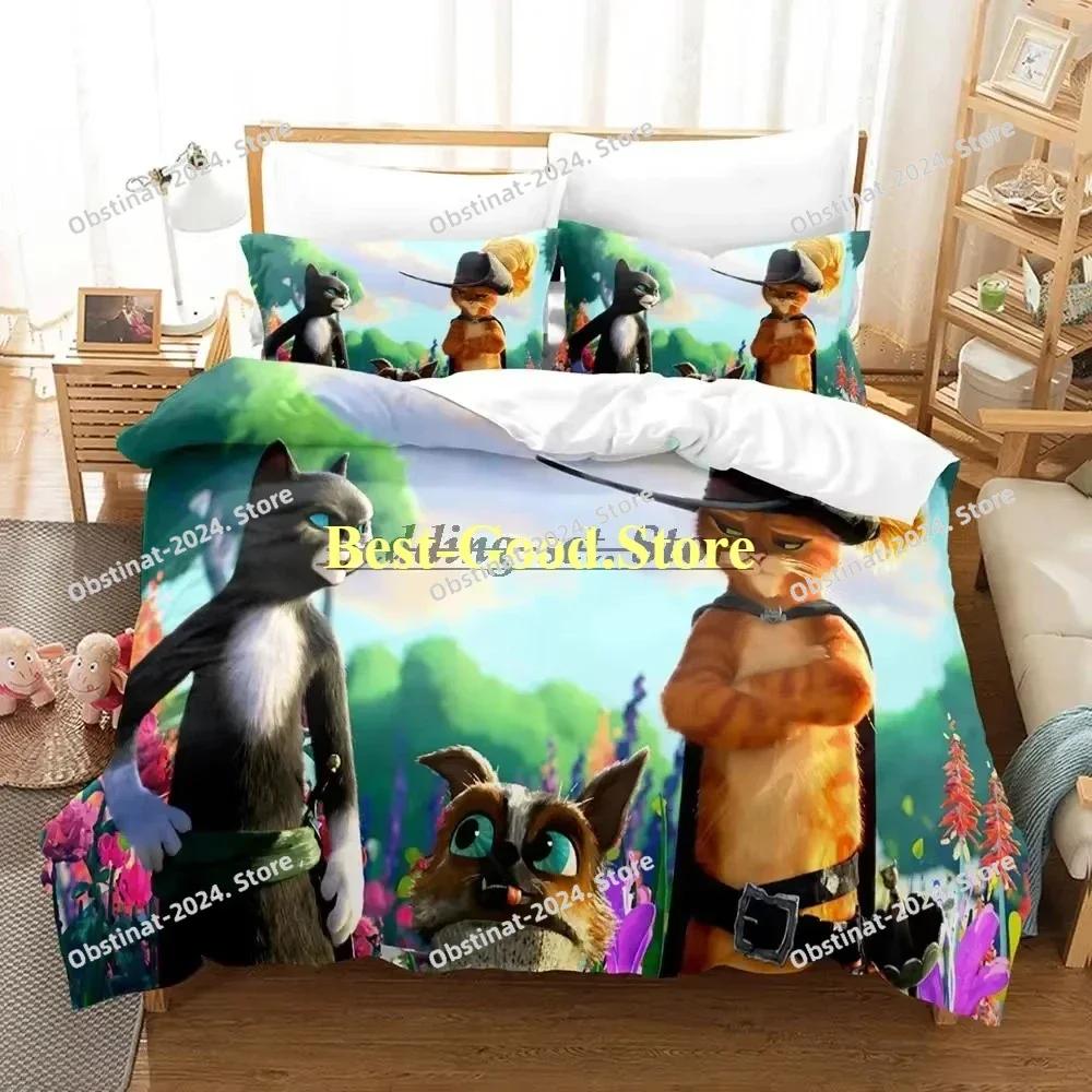 Wolf PUSS IN BOOTS Bedding Set Printed Bed Set With Pillowcase Bed Duvet Cover Soft Single Double Queen Super King Size