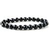 and Onyx and Black Agate Natural Power Stone 64 Inner Men's Women's Bracelet, Facets, 8mm, Circumference Approx. 16.5cm