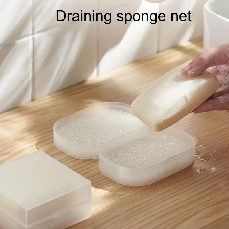 Portable Soap Storage Box For Gym Travel Absorbent Sponges Pad Bath Accessory