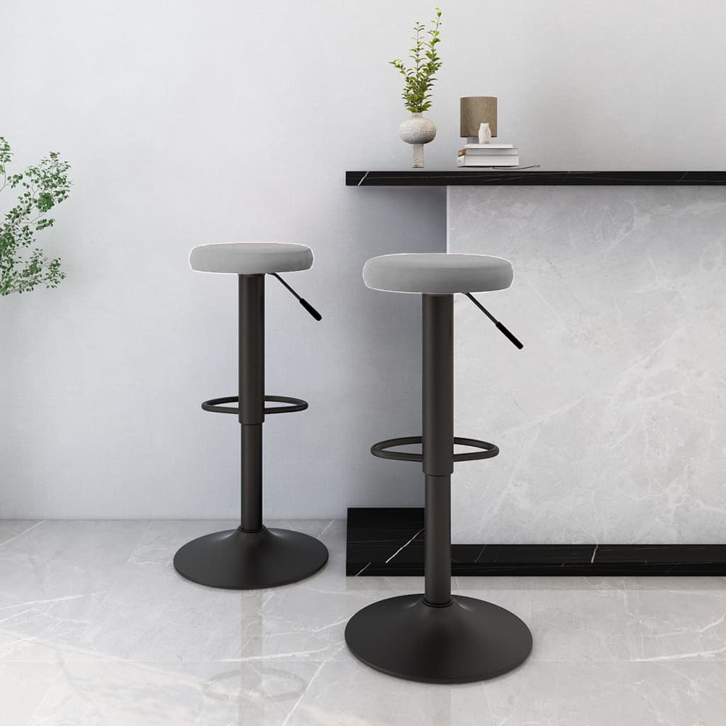 Vidaxl Bar Stools, 2 Pcs, Light Gray, Upholstered In Velvet