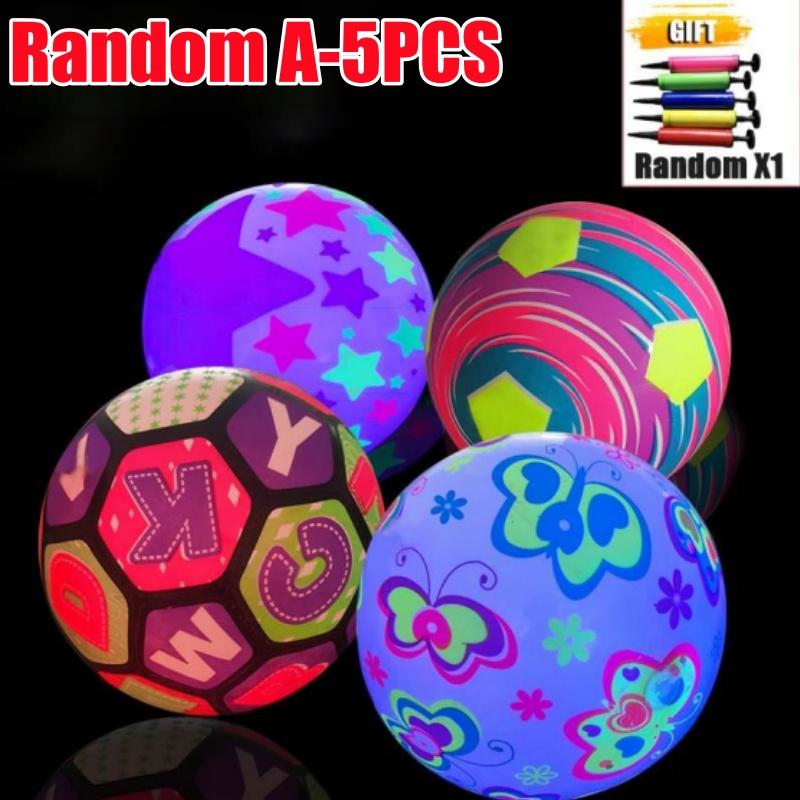 Inflatable LED Luminous Football Toy 20CM PVC Childrens Ball Outdoor Glowing Dark Light Up Sports Beach