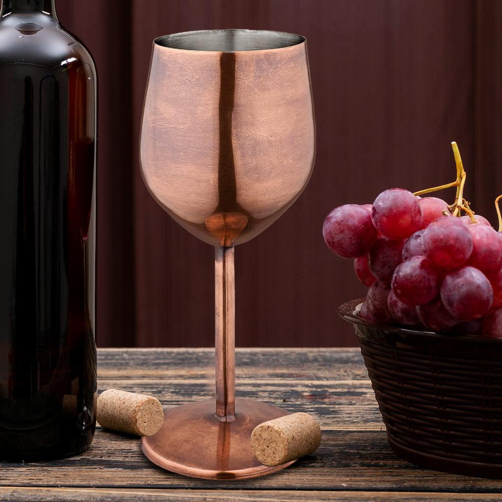 Sklenice na víno z nerezové oceli poměděné, matné, sada 2 ks