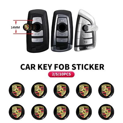 5/10Pcs 14mm Car Key Emblem Stickers Auto Control Key Logo Accessories For Boxster Cayenne Panamera Macan Cayman 911 918 996 917 991