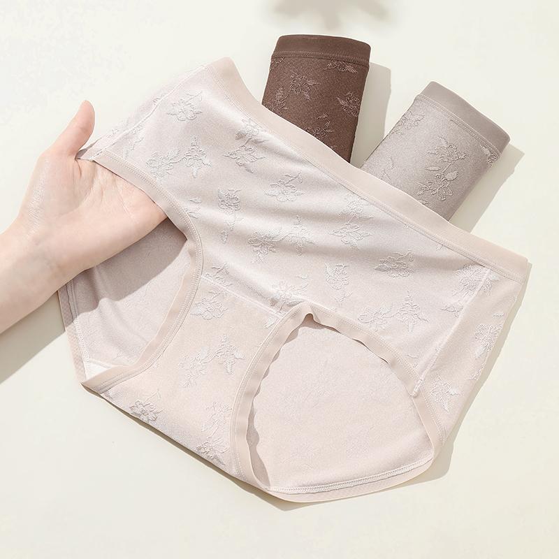 Fenteng [Xinjiang Cotton Extended Crotch] 3-pack Chinese style embossed jacquard elastic comfortable breathable women's triangle underwear