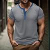 Men’s Short Sleeve Colorblock Waffle Henley Shirt