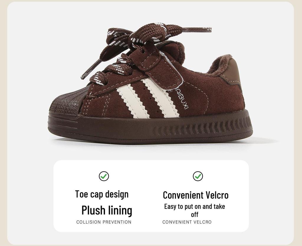 2025 Winter Baumwoll Lauflernschuhe für Babys und Kleinkinder mit Muschelkappe für Jungen und Mädchen