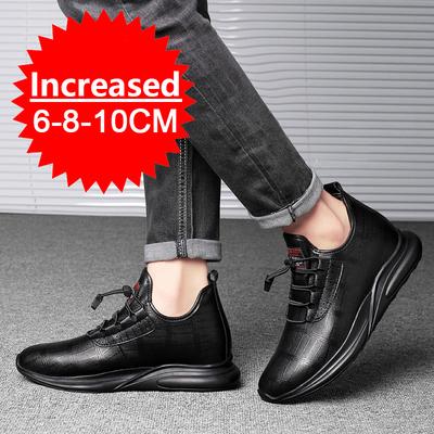 New Business Genuine Leather Casual Shoes Men Invisible Inner Height 6cm/8cm/10cm Men Sneakers Casual Sneakers Heightening Shoes