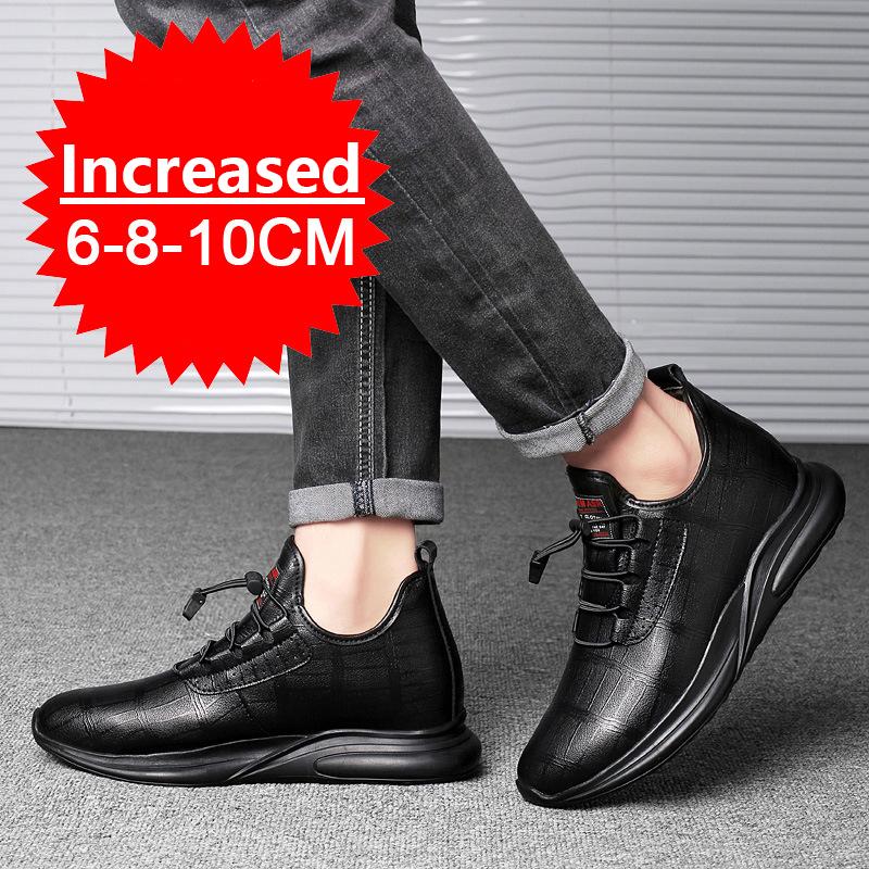 Fashion New Business Genuine Leather Casual Shoes Men Invisible Inner Height 6cm/8cm/10cm Men Sneakers Casual Sneakers Heightening Shoes