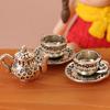 1 Sada 1:12 Domeček pro panenky Miniaturní podšálek na čajovou konvici Kovová čajová souprava Jídelní stůl Model Dekor Hračka Domeček pro panenky Příslušenství