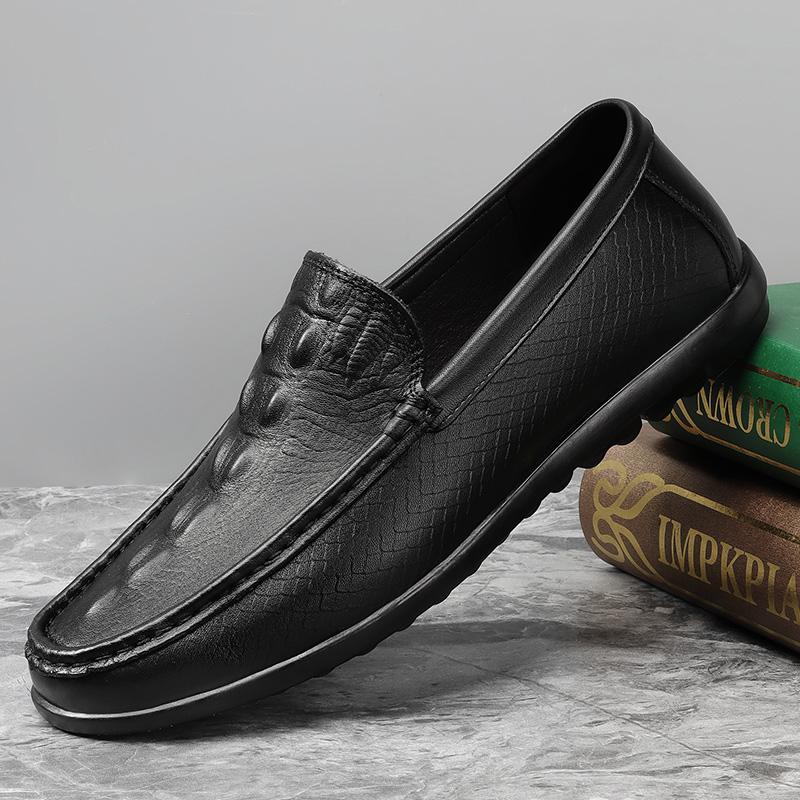 

Абсолютно новые мужские мокасины из натуральной кожи с крокодиловым узором, повседневная обувь, комфорт, люксовый бренд, горячая распродажа, мужской социальный бизнес 44 чёрный