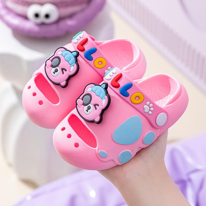 

Детские тапочки, Детские кроксы, Летние шлепанцы с открытым носком для мальчиков и девочек, Домашняя нескользящая обувь 18-19 розовый