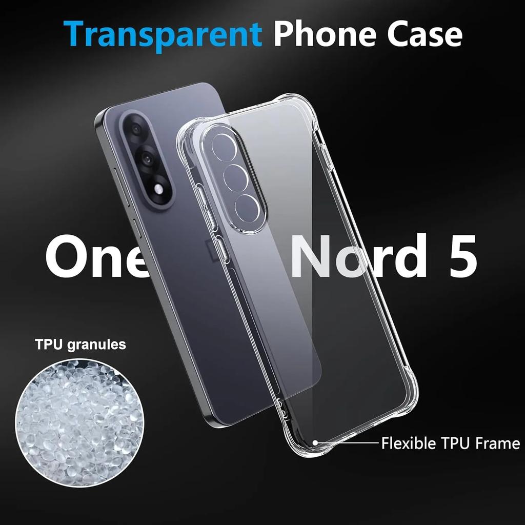Vier-Ecken Stoßfeste Transparente TPU Hülle für OnePlus Nord 5 CE 5 CE5 5G Schutzhülle Klare Capa Schale Coque Fundas