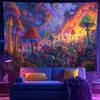 VIKAMA Blacklight Mushroom Galaxy Tapestry UV Reactive Wall Hanging for Bedroom Gaming Room Dorm Party Psychedelic Decor
