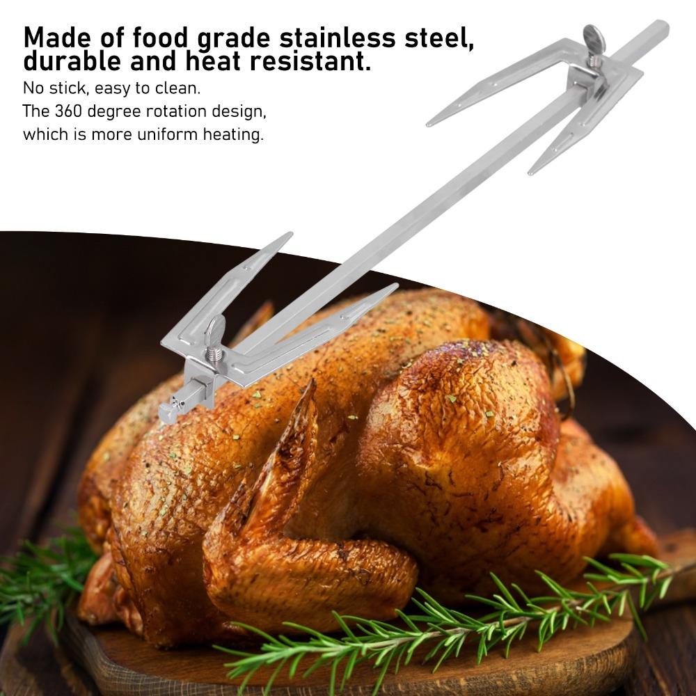 Silver Rotisserie Spit Rod 304 Stainless Steel Replacement Shaft Air Fryer Cooking