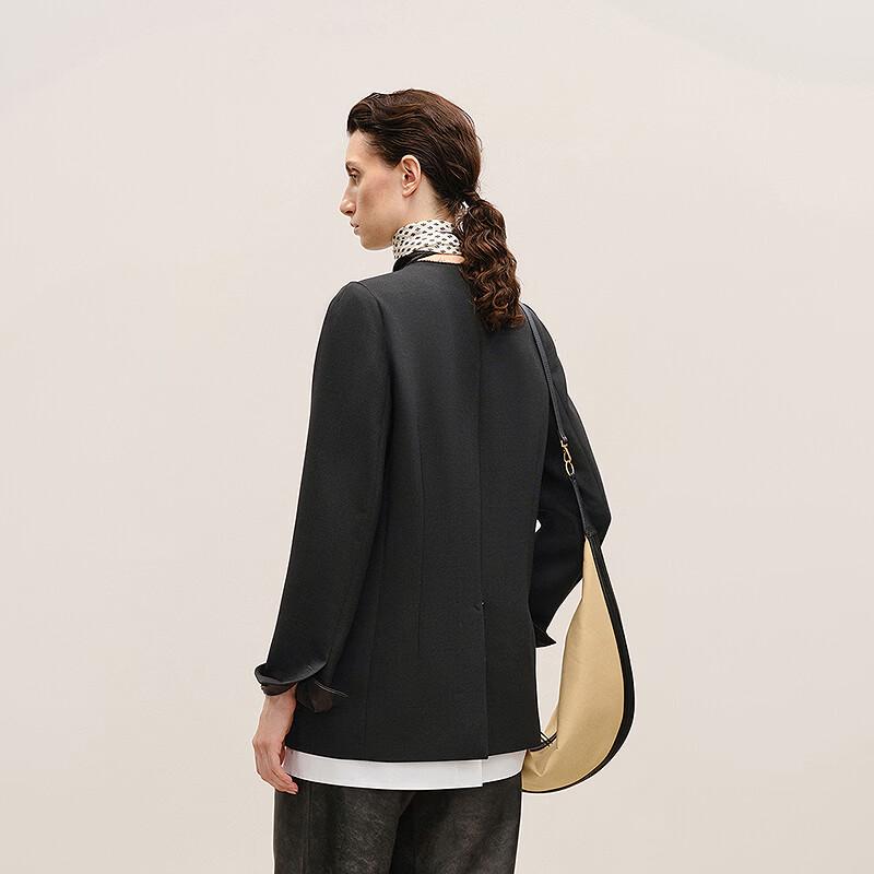 2026 Spring Collection Collarless Straight Fit Long Blazer