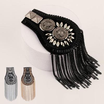 British Style Handmade Shoulder Jewelry Tassel Rhinestones Epaulettes Clothing Accessories Brooch Epaulet Shoulder Brooches