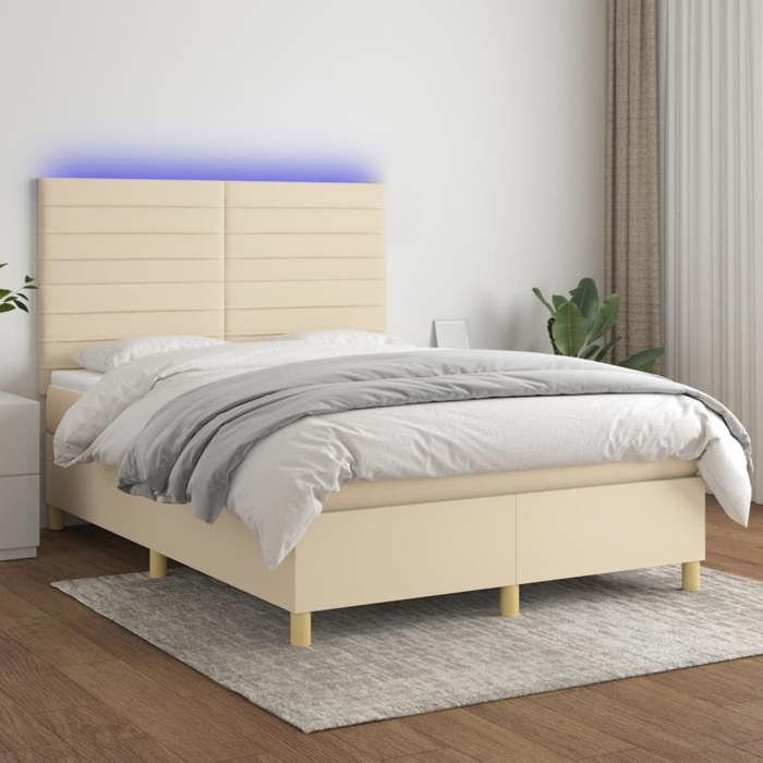 VidaXL Sommier à Lattes de Lit avec Matelas et LED, Lit Rembourré, Lit Double, Lit Adulte de Chambre à Coucher Intérieur, 3135522