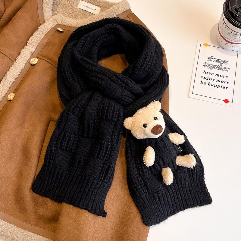 Christmas new red bear knitted scarf women's autumn and winter cute scarf versatile new girlfriend