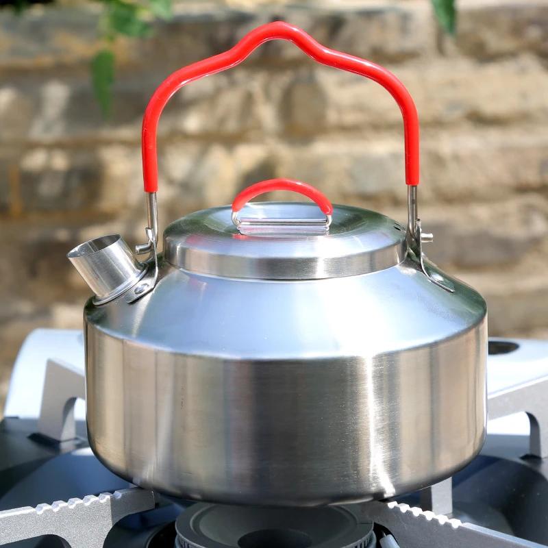 

Портативные самоходные походные чайники, чайник для пикника на открытом огне, чайники для кипячения на открытом воздухе, чайники для кипячения на открытом воздухе из нержавеющей стали 304 1L