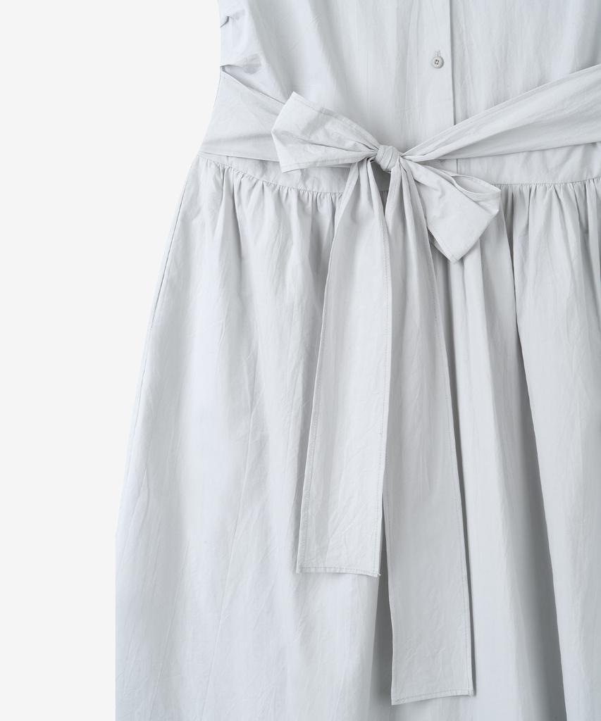 Basica Waist Tie Shirred Dress (Gray)