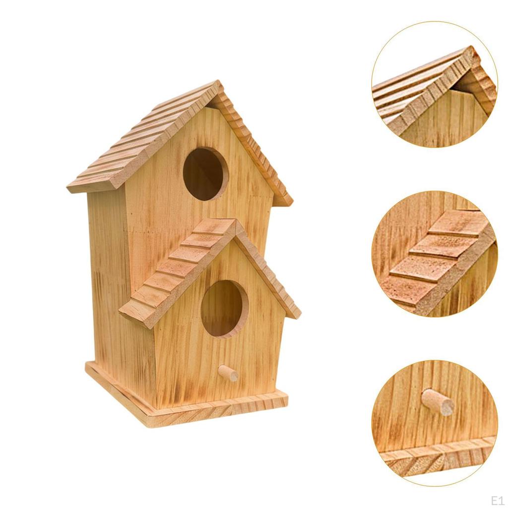 Wood Bird House Shelter Weatherproof Large Hanging Decoration Outdoor for Finches Hummingbirds