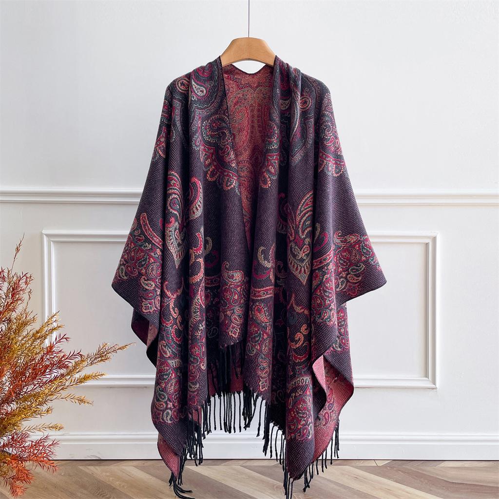 Women Luxury Imitation Cashmere Ponchos Capas Scarf Winter Men Pashmina Shawl Scarve Wrap Jacquard Femme Thick Blanket Stole