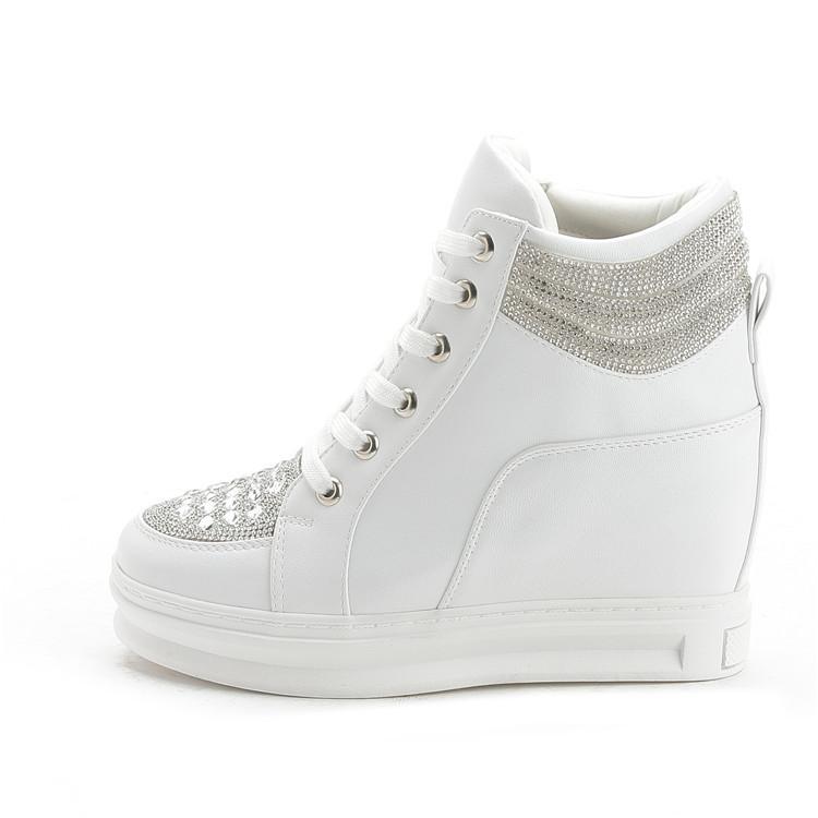 2025 Women's Wedge Heel Sneakers: High-Top Casual Shoes with Height Boost for Spring & Autumn.